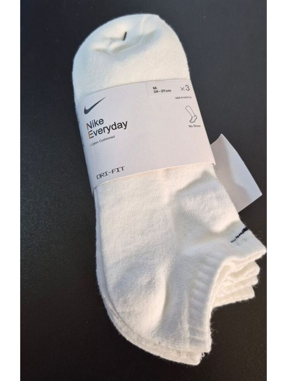 Nike Everyday White No Show Socks 3 Pack Medium NWT